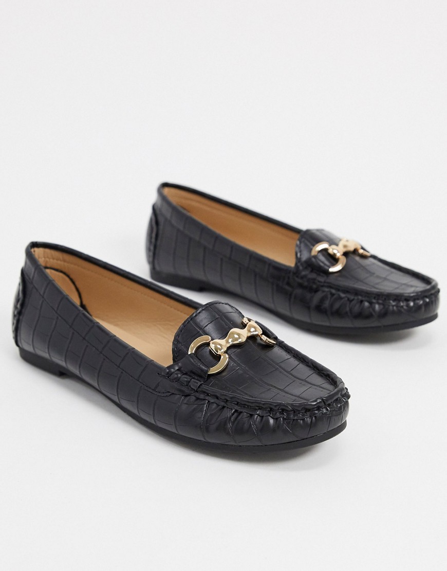 Truffle Collection – Svarta loafers med metallkant