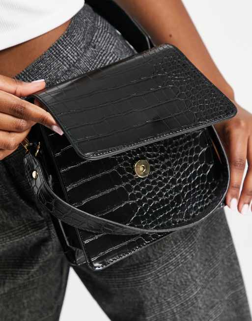 Truffle Collection – Tasche in Schwarz mit Kroko-Optik und