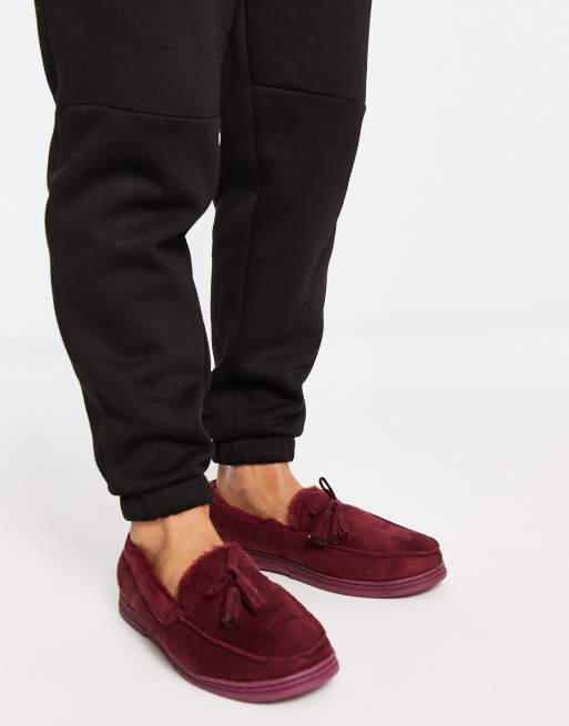 Burgundy cheap moccasin slippers