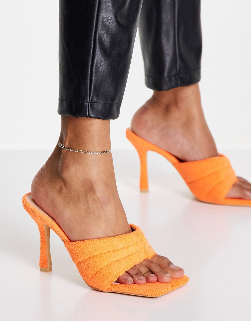 Truffle Collection terry toe thong mules in bright orange