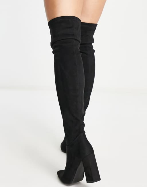 Truffle collection women sale black solid heeled boots