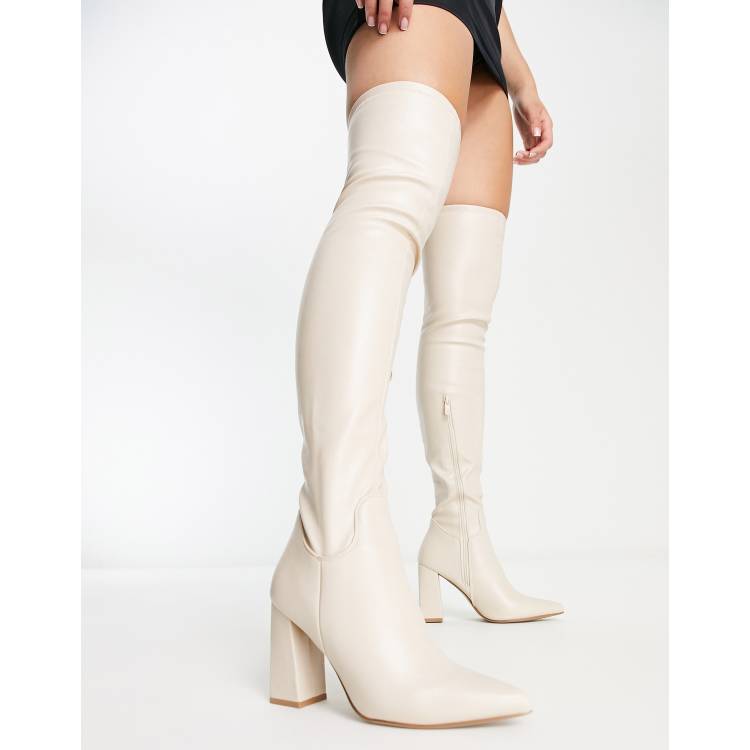 Mid heel cheap thigh boots