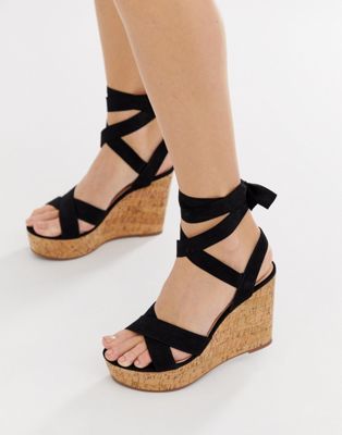 Truffle Collection tie ankle wedges | ASOS