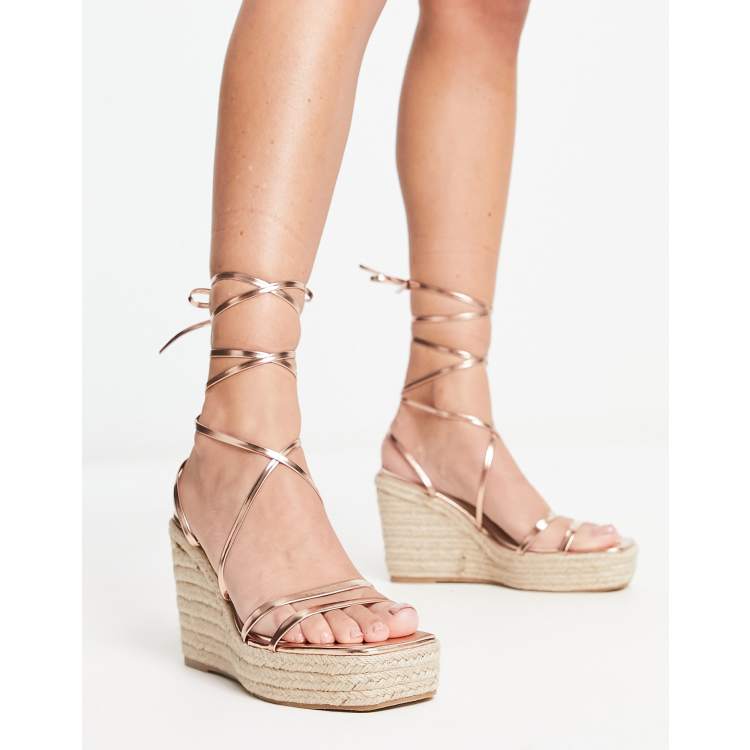 Rose gold sandals store wedge