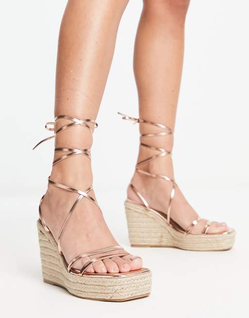 Rose gold shoes on sale wedges