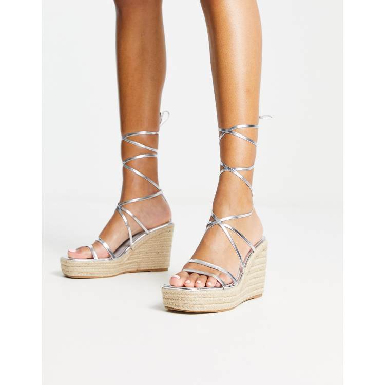 Silver best sale espadrille sandals