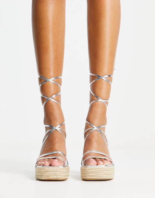 Silver lace deals up wedges