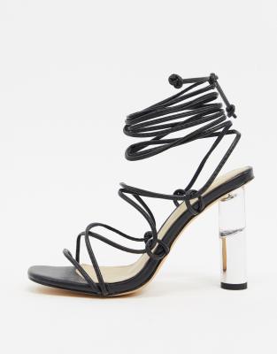 black clear heel sandals