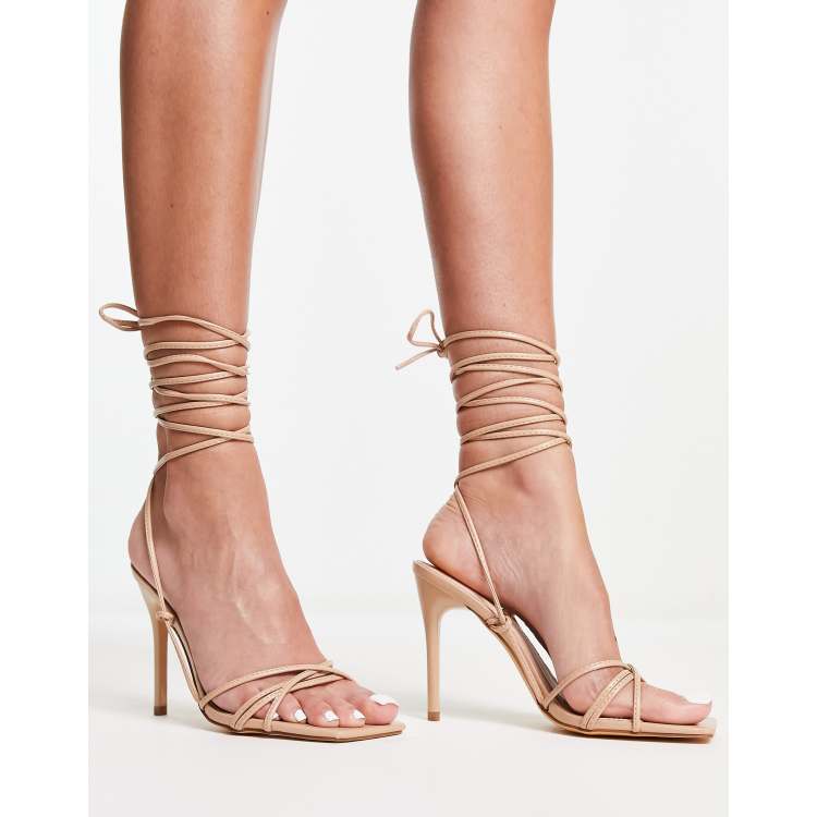 BEBO Tisha Lace Up Heel in Nude