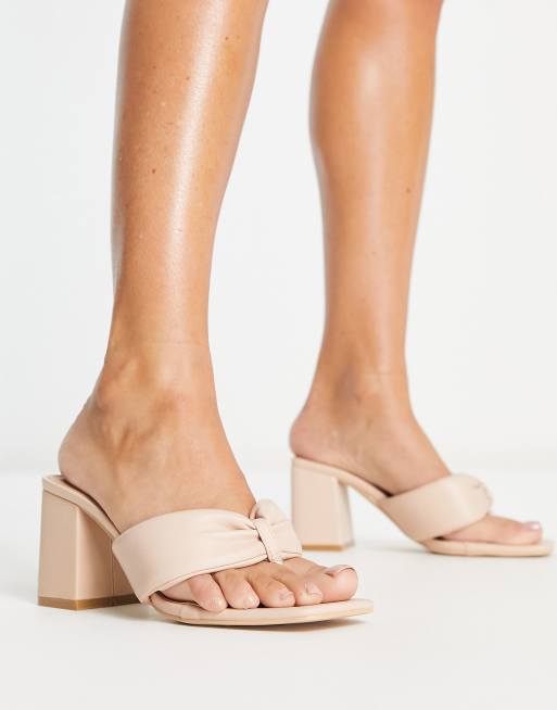 Beige open hot sale toe mules