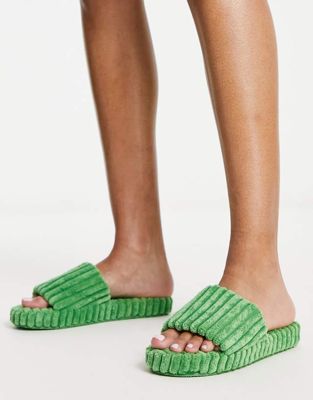 Truffle Collection towel pool slides in green