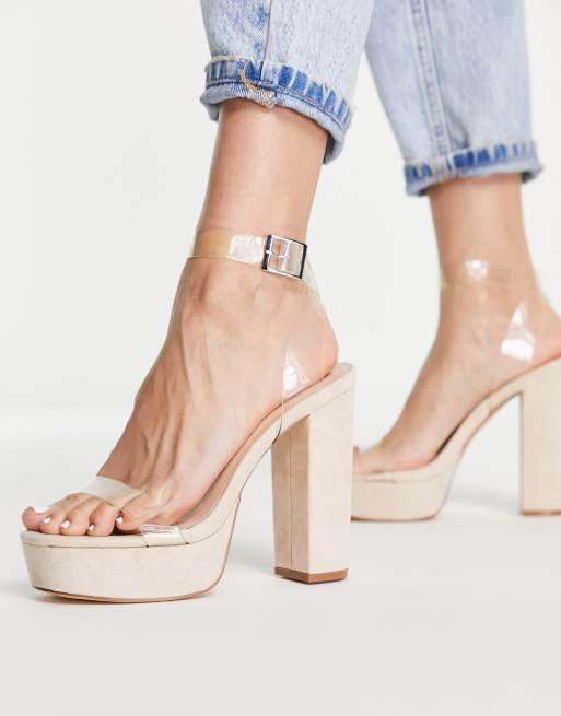 Truffle Collection – Transparente Sandalen mit Absatz und Plateausohle