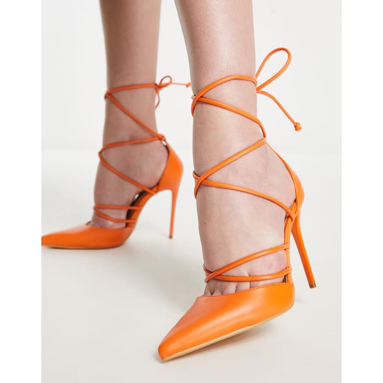 Truffle Collection tubular tie leg pointed stiletto heeled shoes