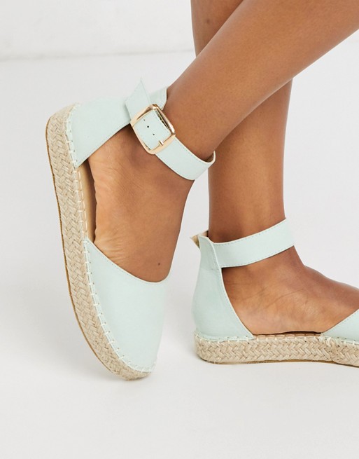 Truffle Collection two part espadrille shoes in mint