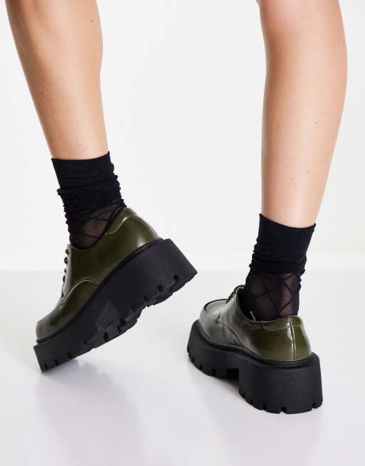 Truffle Collection - Veterschoenen met overdreven dikke zool in groen, 2 van 4