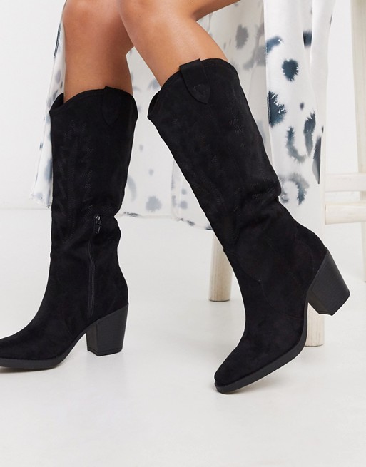 Truffle Collection western high boots in black