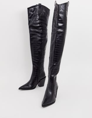 crocodile thigh high boots