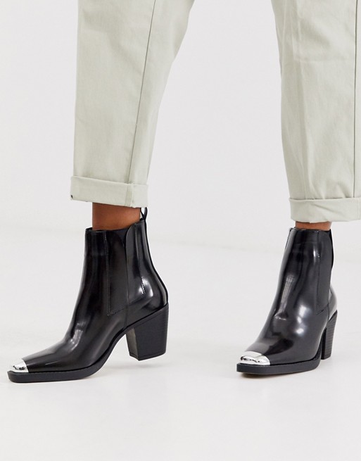 Truffle Collection western toe cap boots in black | ASOS