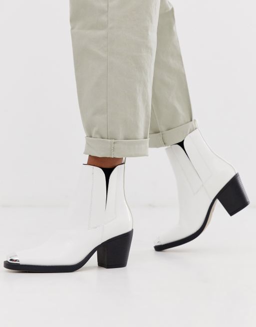 Truffle Collection western toe cap boots in white | ASOS