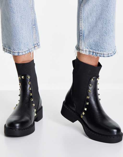 Black studded outlet sock boots