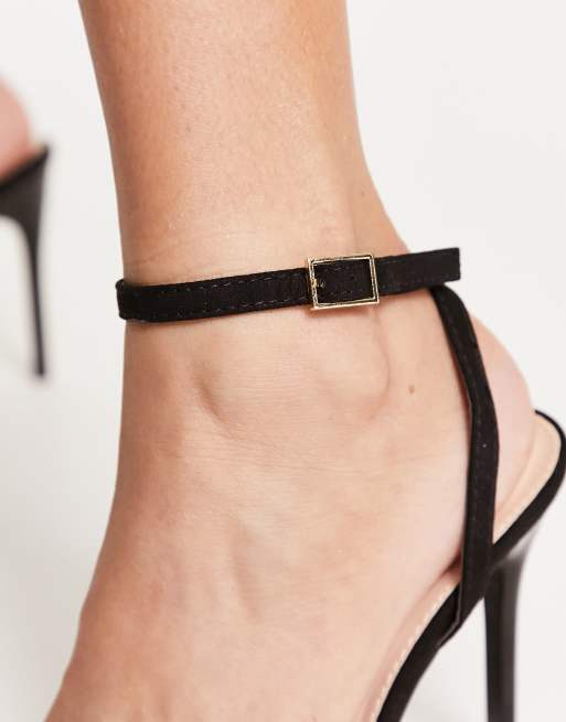 Truffle Collection Wide Fit barely there heeled sandals in black