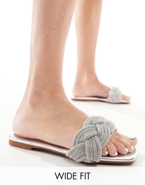 Truffle Collection Wide Fit - Beige mules med udsmykkede remme - view 1