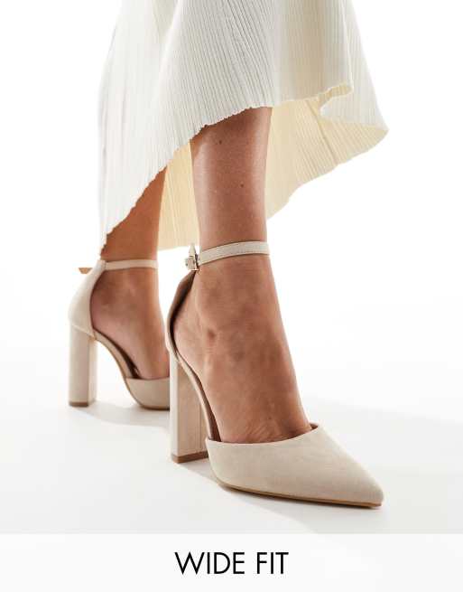 Truffle Collection Wide Fit Beige Pumps Med Blokhæl Asos 0321