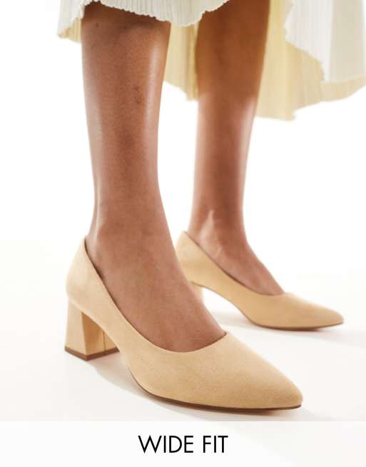 Truffle Collection Wide Fit - Beige pumps med blokhæl