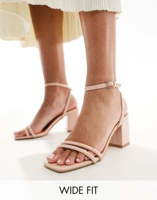 Truffle Collection Truffle Collection wide fit block heel sandal in beige-Neutral