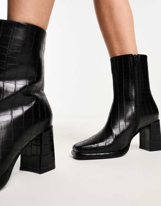 Croc block heel boots sale