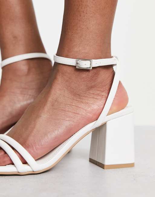 Wide fit outlet block heels white