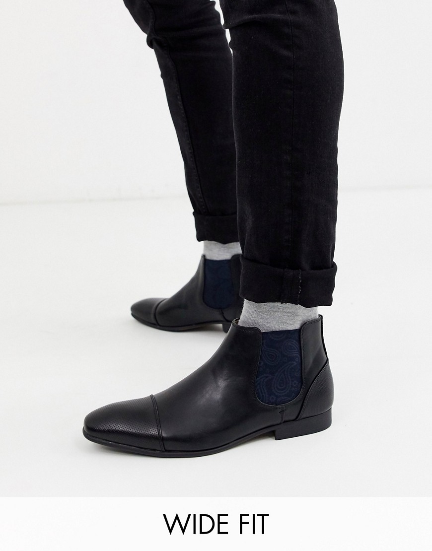 Truffle Collection wide fit chelsea boot in black