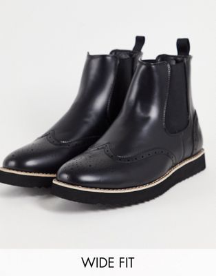 Truffle Collection wide fit chelsea boots in black faux leather