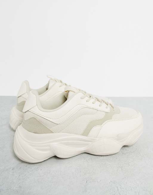 Truffle Collection wide fit chunky bubble sole sneakers in beige