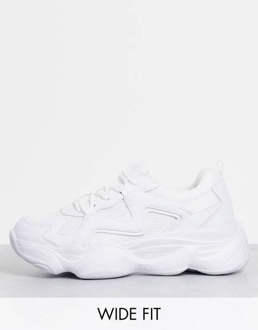 Truffle Collection wide fit chunky bubble sole sneakers in white