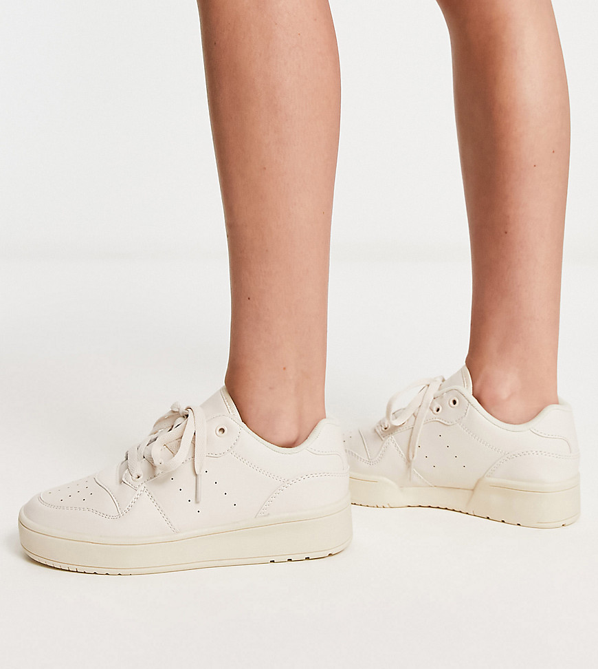 Wide Fit chunky flatform sneakers in beige drench-Neutral