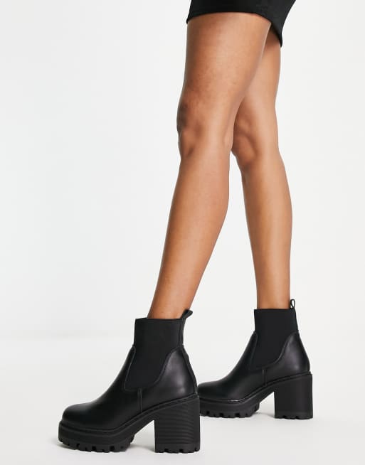 Truffle collection chunky store heeled chelsea boots