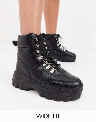 chunky black hiker boots