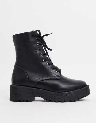 wide fit chunky lace up boots