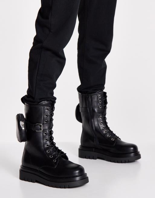 Quilted cheap biker boots