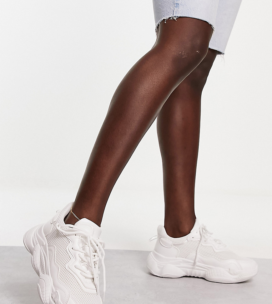 Truffle Collection Wide Fit chunky runner sneakers in white