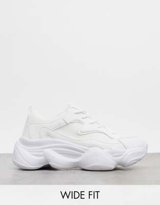 Truffle Collection wide fit chunky sneakers in white