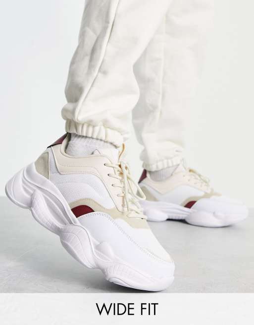 Truffle Collection Wide Fit - Chunky sneakers med boblesål i beige/multifarve