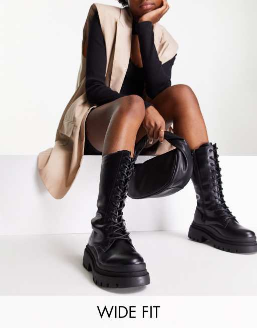 Truffle Collection - Wide Fit - Chunky snørestøvler i sort