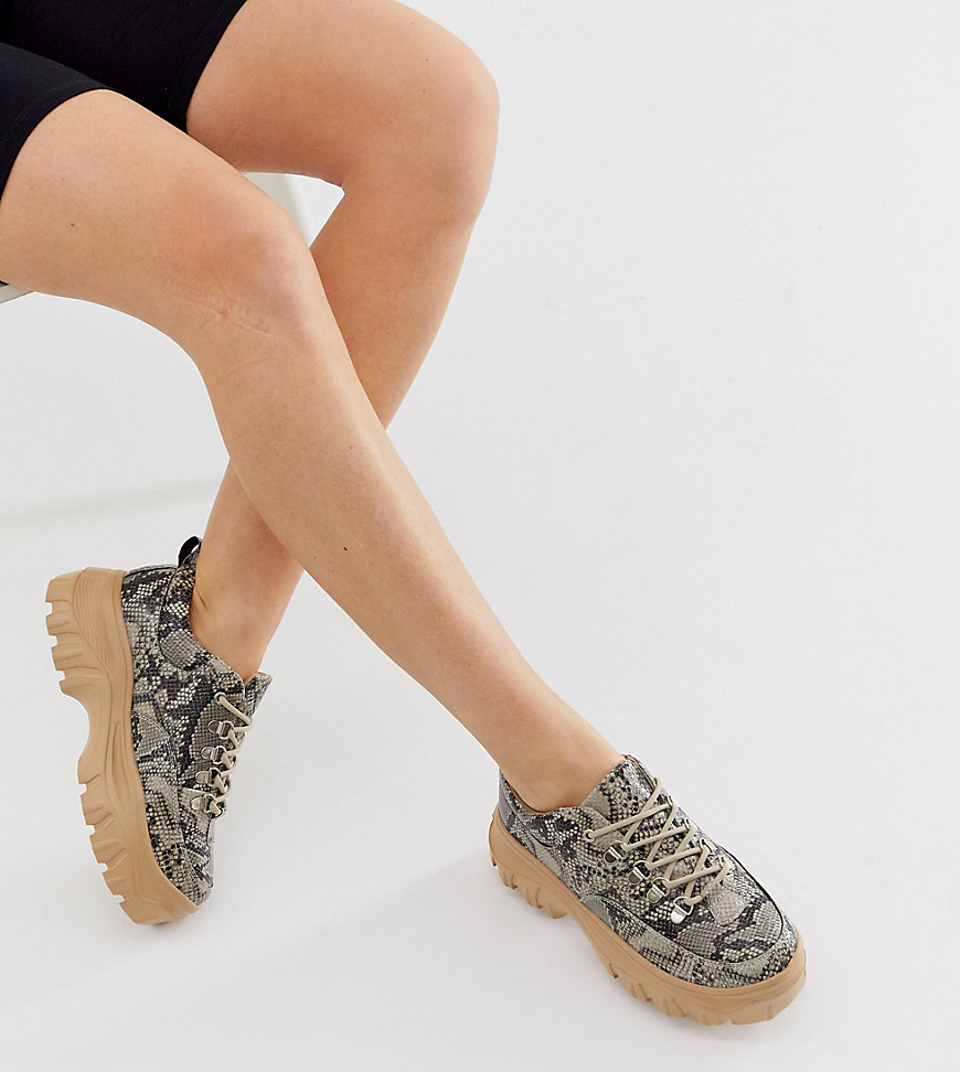 Truffle Collection wide fit chunky trainers in snake-Multi