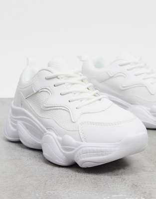 wide fit chunky white trainers
