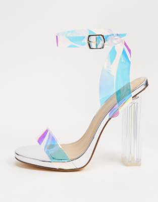 wide fit clear block heel