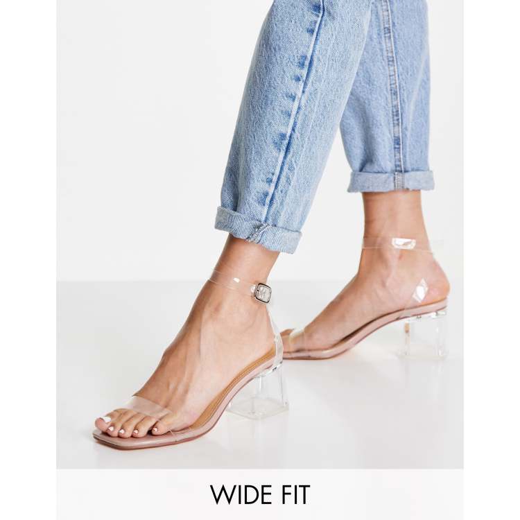 Wide fit clear strap heels new arrivals