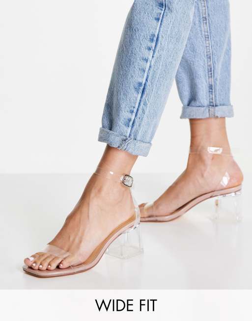 Clear wide heels sale