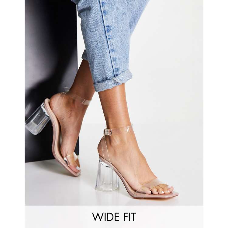 Clear heels hot sale wide fit